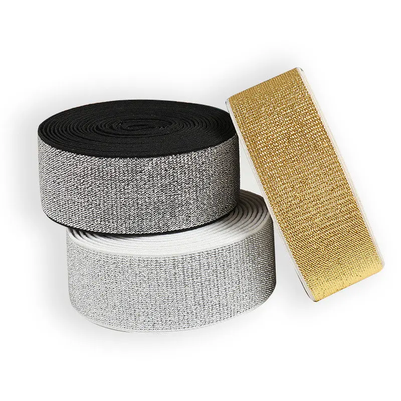 1-4cm 5cm Gold Silver Metallic Jacquard Elastic Band For Underwear Waistband Elastic