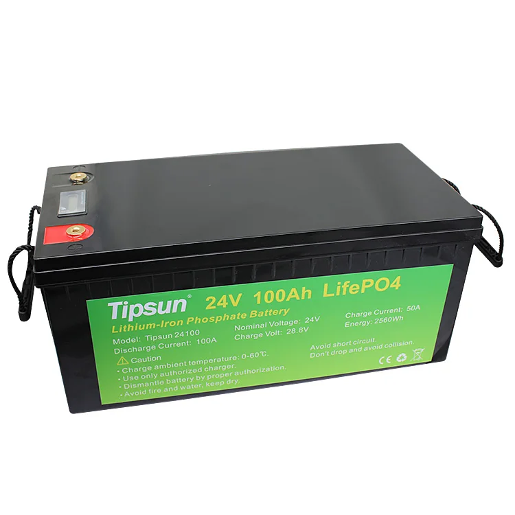 Tipsun battery with high quality Lifepo4 24v 100ah rechargeable 24v 100ah lithium-ion phosphate  battery
