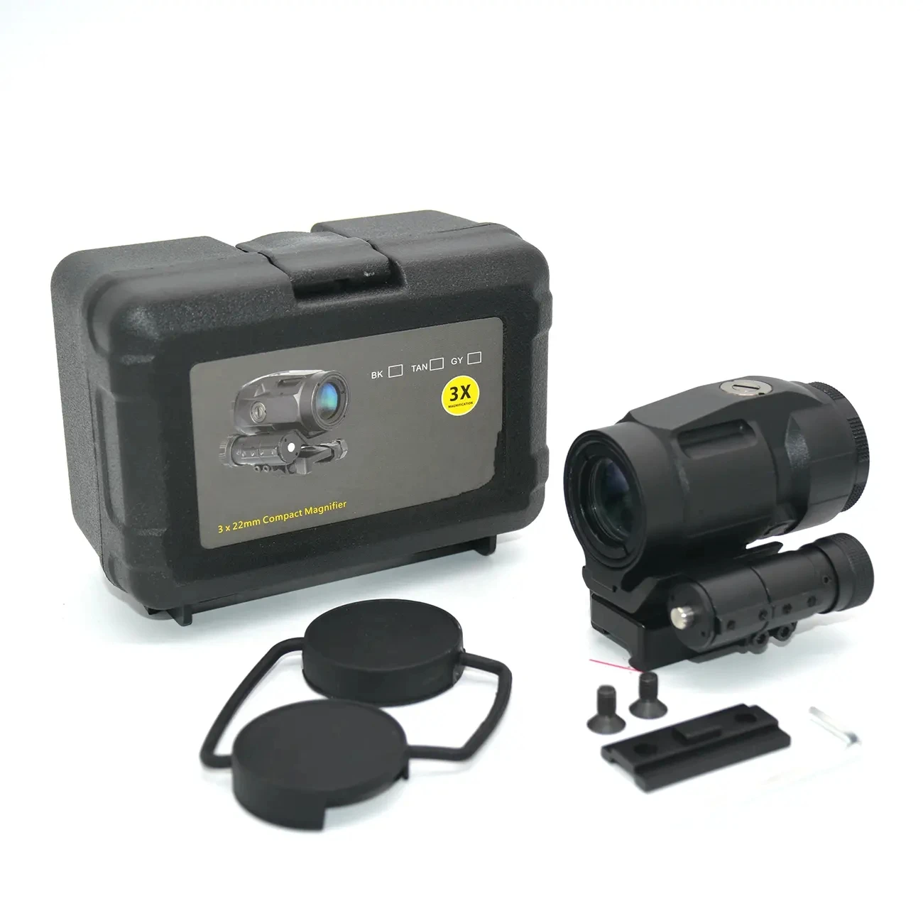 Tactical 3x22mm J3 Compact Magnifier Sight Scope 3X Magnification red dot sight with Push Button Mount Switch to side