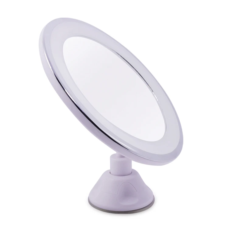 360 degree rotation battery lighted magnifying suction cup led shaving mirror for men