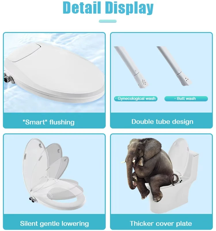 Electric Bidet Seat Electronic Heated Toilet Seat with Warm Air Dryer and Temperature Controlled Wash Functions