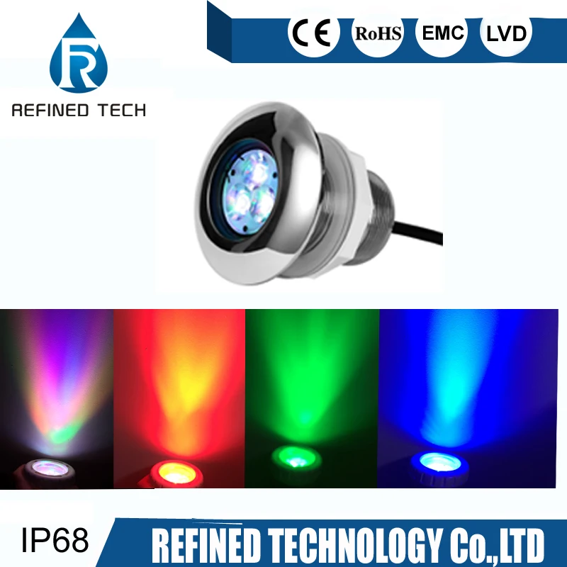 Виниловая подводная лампа для бассейна V4a RGB 316L из нержавеющей стали 12 В синий монолитный блок светодиодов 6 Вт