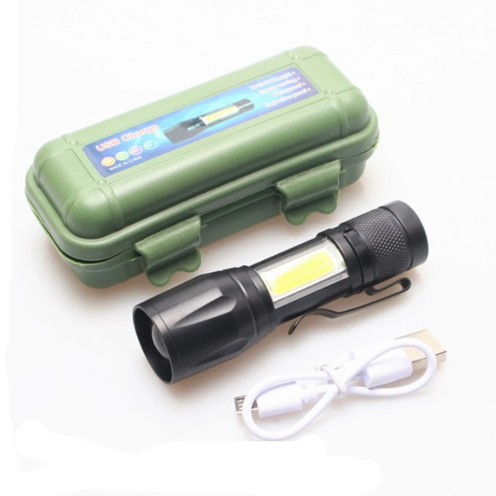 Mini Portable Aluminum Alloy LED Flashlight Zoomable Penclip Design Rechargeable Pocket Torch Lights for Emergency