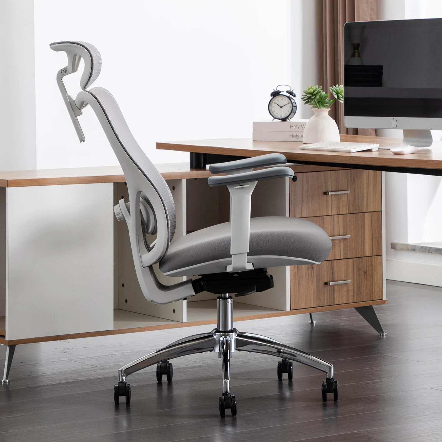 Best Selling Grey Mesh Computer 2d Lumbar Support Cheap Home Tall Reclining 125 degree lumbar support Office Chair Big Ergonomic