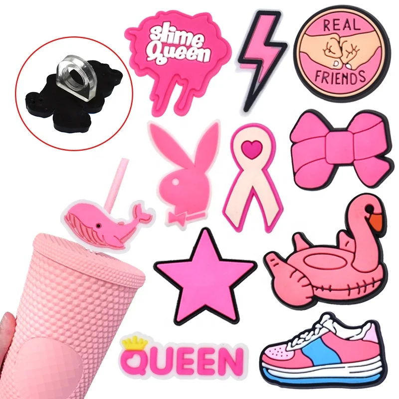 wholesale straw topper preppy pink style pvc straw toppers of coffee bar straw cover