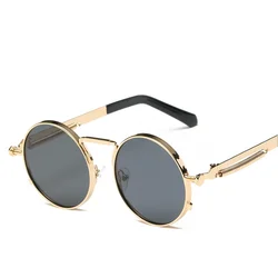 Wholesale Round Steampunk Men Women Coating Mirrored Vintage colorful Lenses Sunglasses