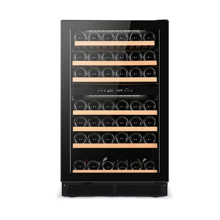 Glass Door Dual Zone Wine Cooler/Fridge Black Classic Fridge Compressor Refrigerator Full Dual-Zone Electric Freestanding