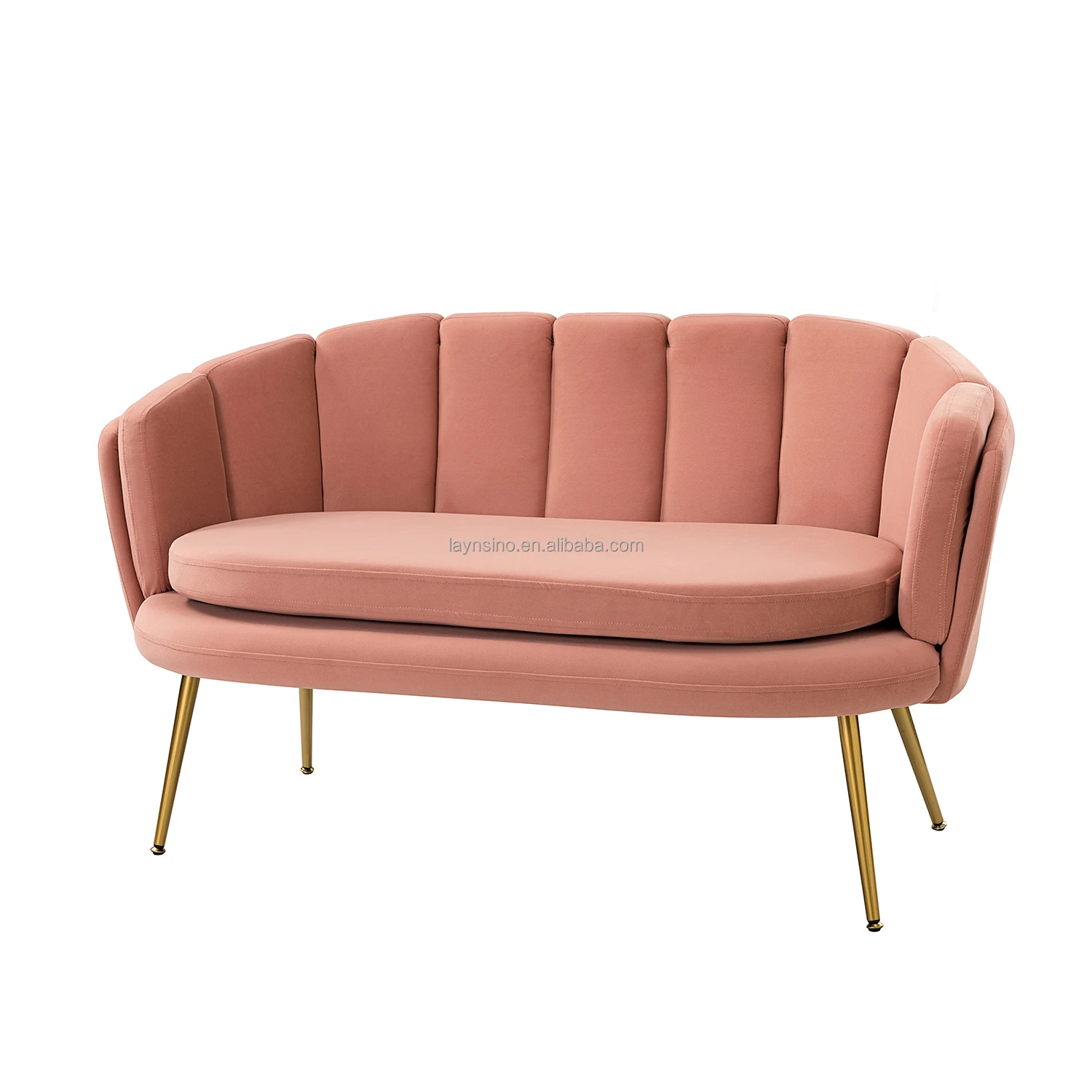 Home Furniture Luxury Modern 2 Seater Sofa Nordic Style Pink Velvet Fabric Love Seat sofa