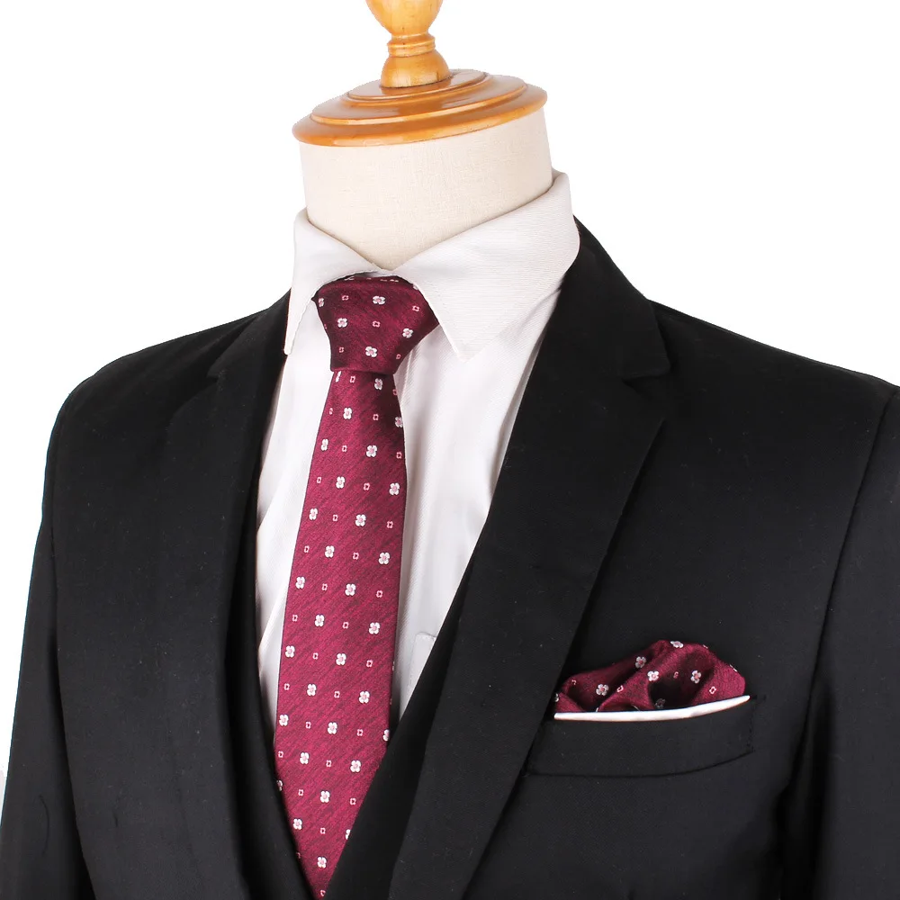 Custom Tie Red Wedding Neck Ties For Men Korean Fashion Skinny Slim Neckwear Floral Tie Suits Accessories Marriage Gravata Gifts