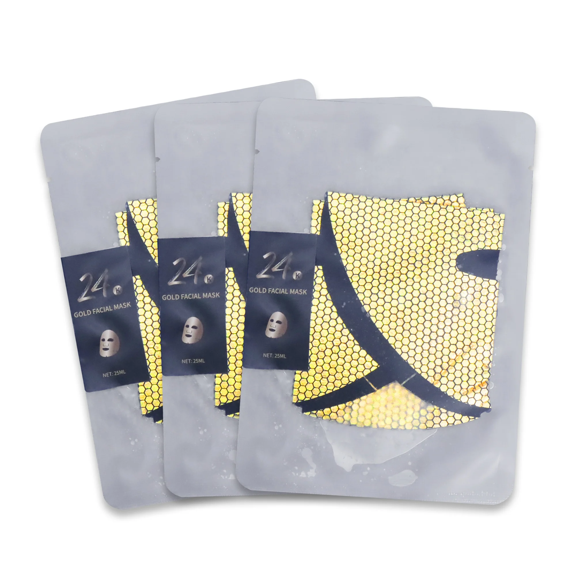 OEM OBM transparent bag beauty Skin Care spa salon disposable Private Label 24K Gold Collagen facial designer face mask sheet