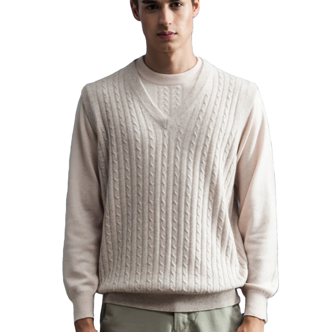 Wholesale fashion design knit pattern mens sweater vest with cable