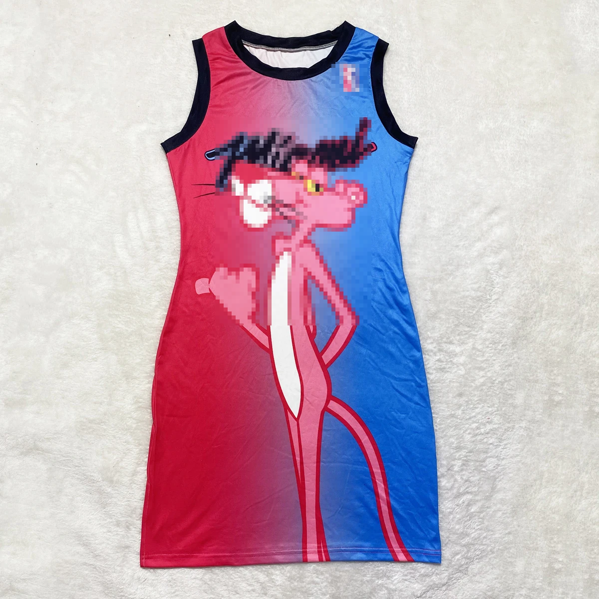 Women Clothes Summer Sleeveless Cartoon Pattern Casual Dresses Mini Bodycon Dress Women