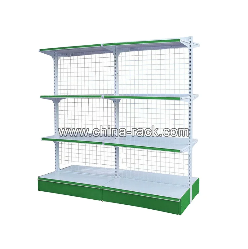 Gondola Supermarket Display Book Wire Mesh Display Rack And Stand With Wire Mesh Back Penal And Hooks