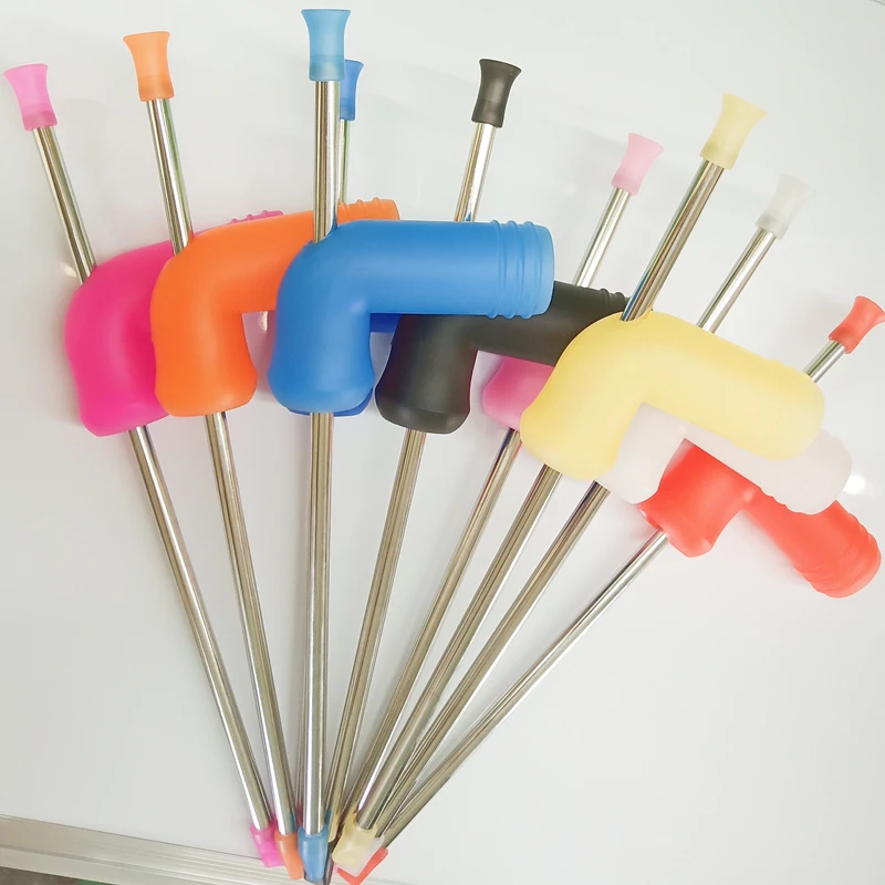 Bar accessories party needs straight straw metal purple beer snorkel fit for bottle chugging snorkel beer