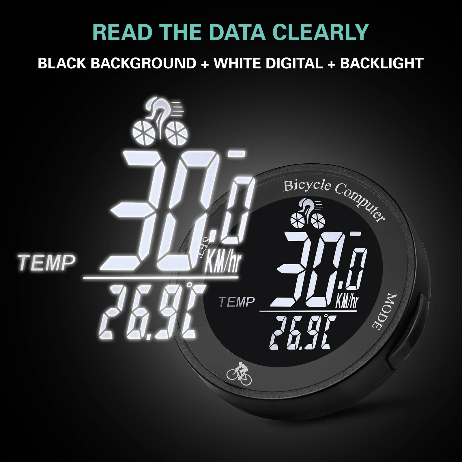 Wireless Bicycle Computer Waterproof Bike Odometer Multifunctional LCD Screen Cycle Speedometer Mountain Bike Speedometer#CC-02
