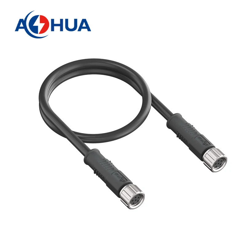 AOHUA Customized 3Pin Metal type Female  to Female Extension Cable M08 Low Voltage 24V 4A AC/DC Power Connector