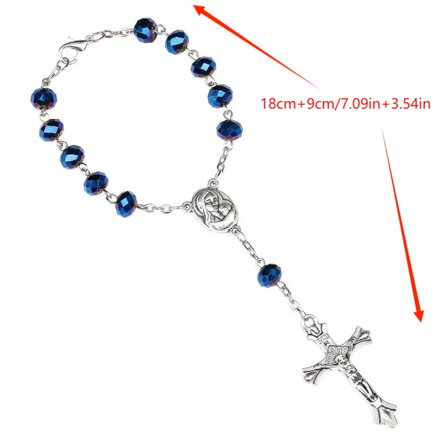 Cross Crystal Rosary Bracelet Bracelet Crochet Prayer Bead Rosary bracelet