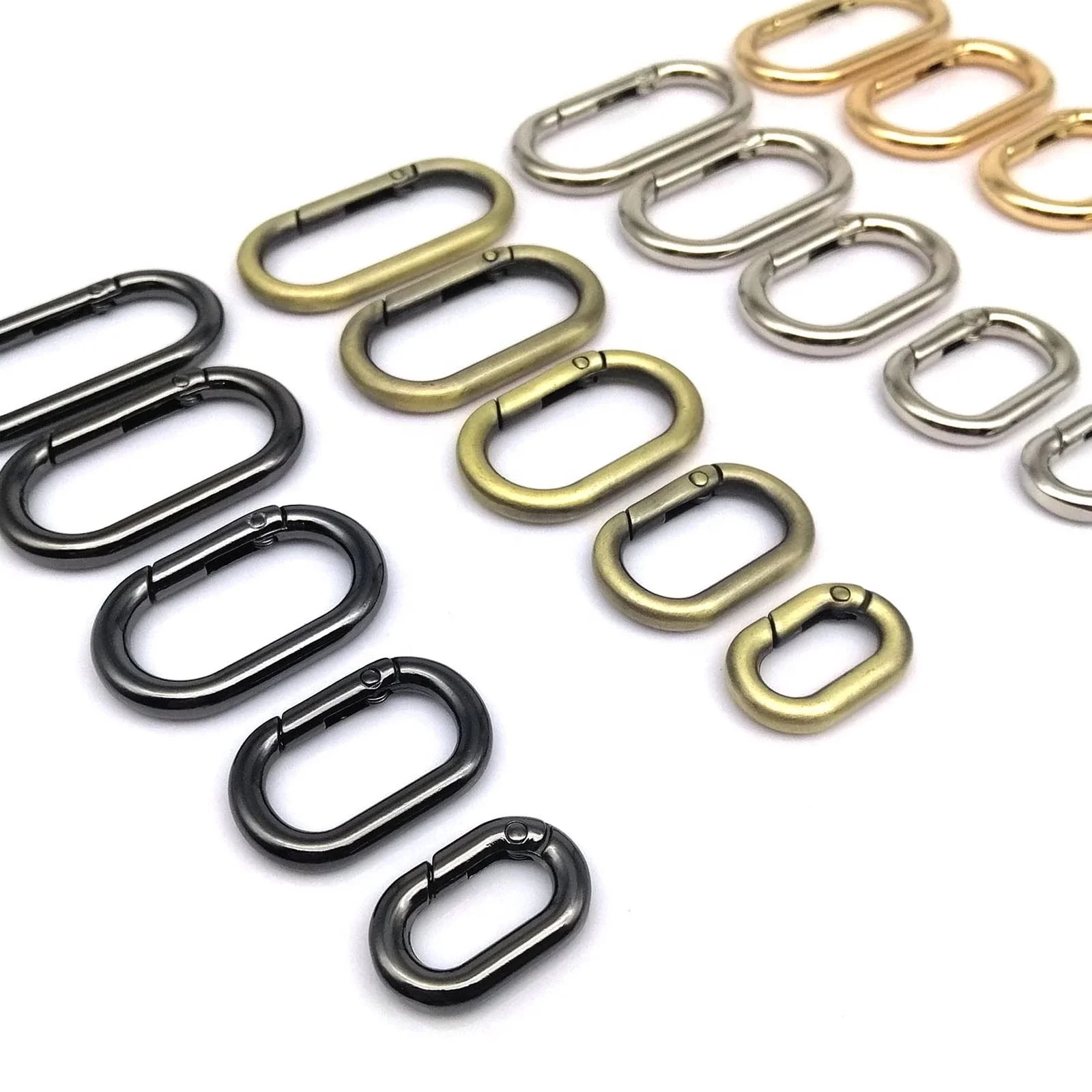 Oval Spring O Ring Openable Leather Bag Handbag Strap Buckle Connect Keyring Pendant Key Dog Chain Snap Clasp Clip Carabiner