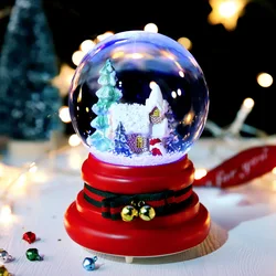 Custom 100 Snow Globe Reindeer Sledge Pulling Christmas Santa Claus Glass Christmas Ball Gift Home Decor Resin Crafts Art Figuri