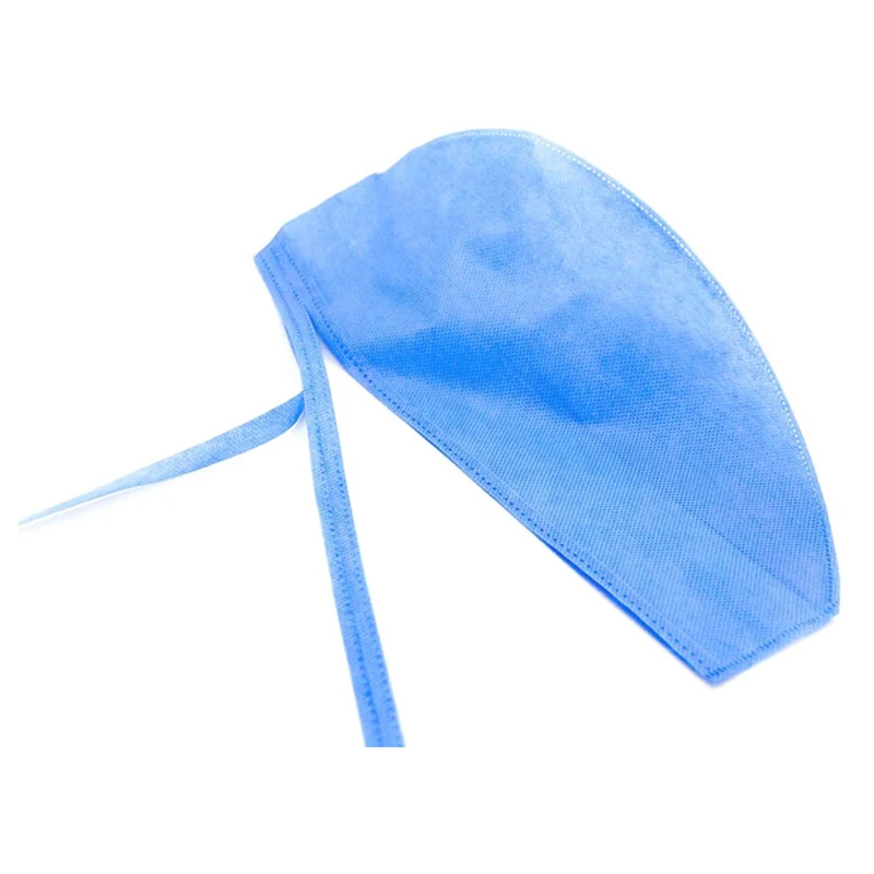 
Disposable Nonwoven Surgical Doctor Hat Machine Made Surgeon Hat with Ties for Hospital Die out 