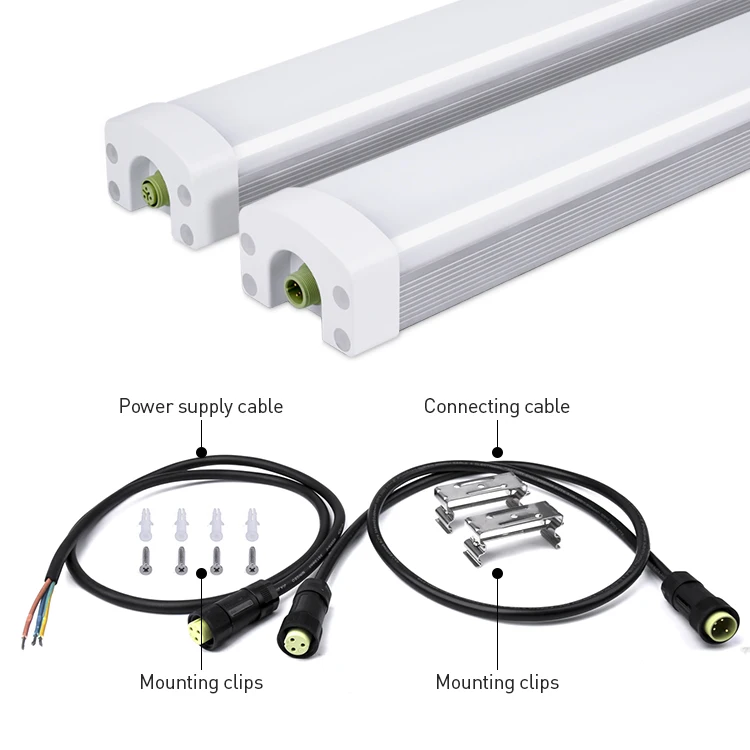 Warehouses led triproof lamp 4ft 8ft 30w 40w 60w Aluminum Linkable IP66 IK10 led tri-proof light