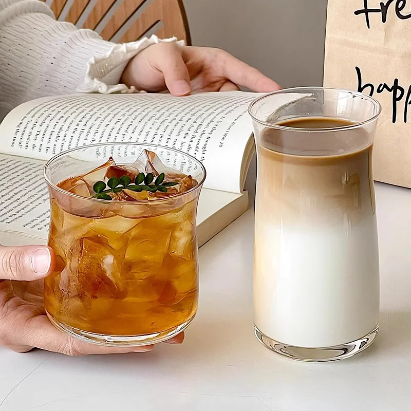 High Quality Hot Milk Coffee From Transparent Glass Reverse Mouth Iced American Coffee Cups