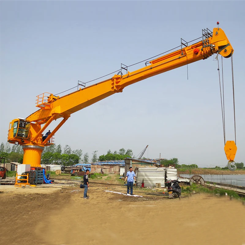 Factory price marine stiff boom crane for cargo 6 ton 8 ton straight lifting crane yacht telescopic deck crane
