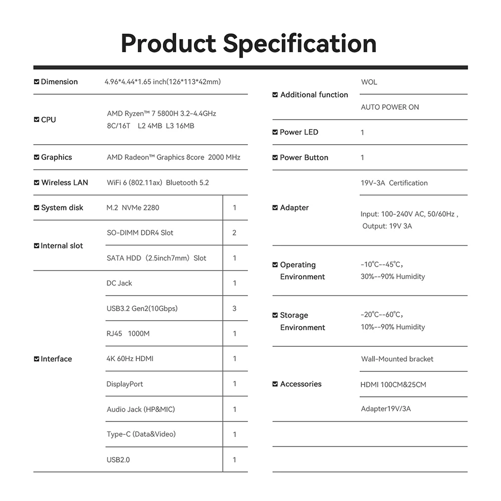 Мини-ПК Beelink SER5 PRO 5800H 16G 500G Win10 DP дисплей HDTV Typc-C B-T Wi-Fi промышленный компьютер для игр