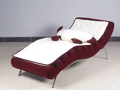 Home Furniture Stainless Frame Velvet Fabric Single Leisure Sofa Lounge Adjustable Head Fabric Sex Sofa Bed