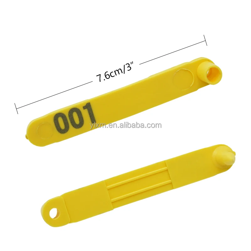 Strip Shape Livestock Sheep Goat Tags Laser Printer Yellow color  Sheep Goat Ear Tracking Tag with Number