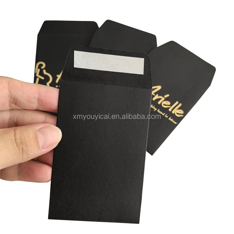 Factory Price  DL Size Black Envelope Custom Printed Black Envelope With Logo