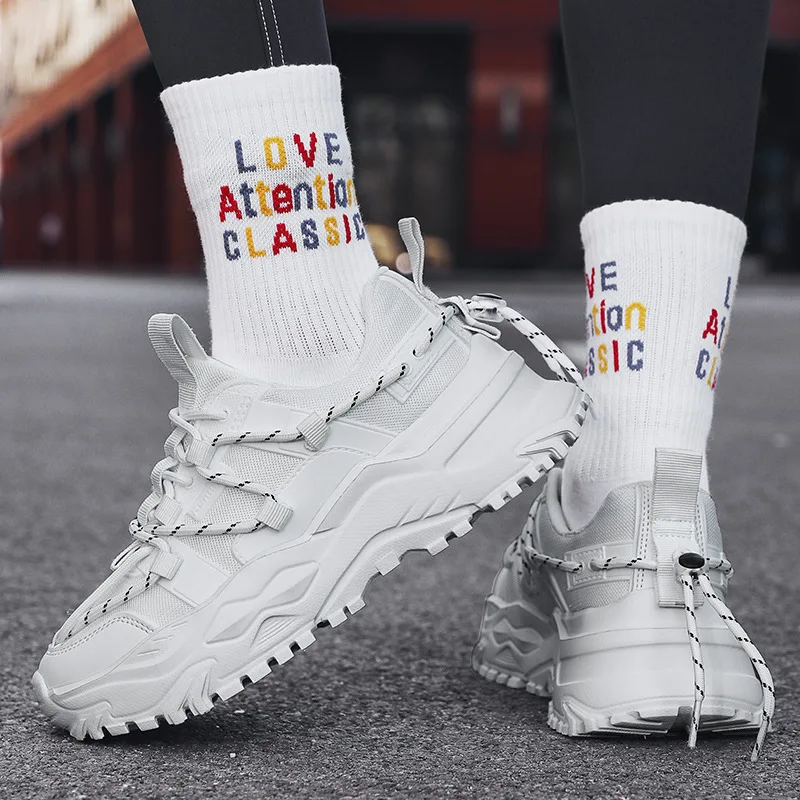 Wenzhou Factory Footwear White Tennis Sneakers Casual Height Increasing Chunky Mesh Cushioning Walking Style Shoes For Women
