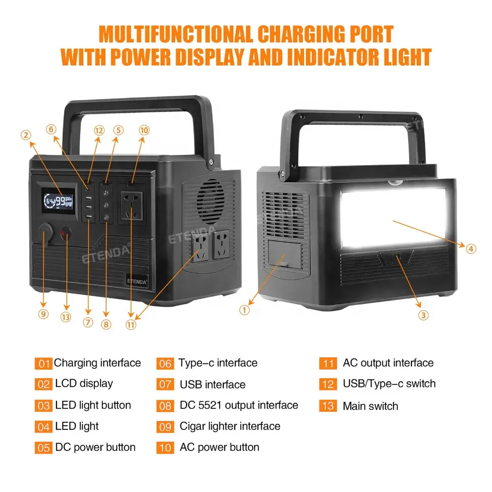 Durable Portable Power Station 1000W AC output Solar Generator for Portable Power Pack for Power Outages