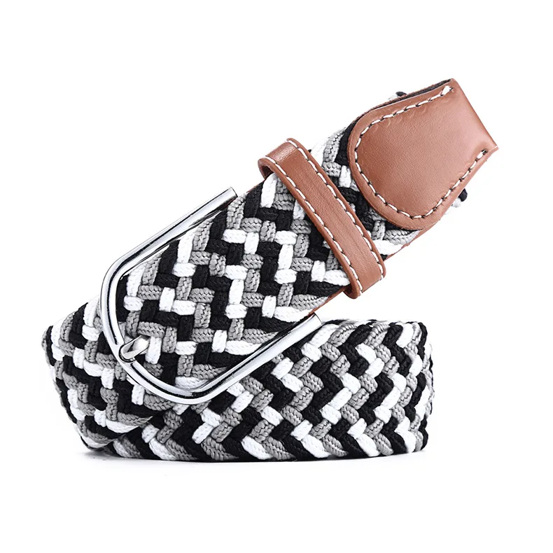 Unisex Adjustable Elastic Belt Polyester Stretch Knit Weave Woven Fabric Braided Jeans Belt