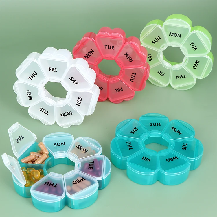 SUNSHING Custom Pill Case Plastic 7 Days Tablet Candy Boxes Portable Tablet Holder Travel Organizer Pill Dispenser Container