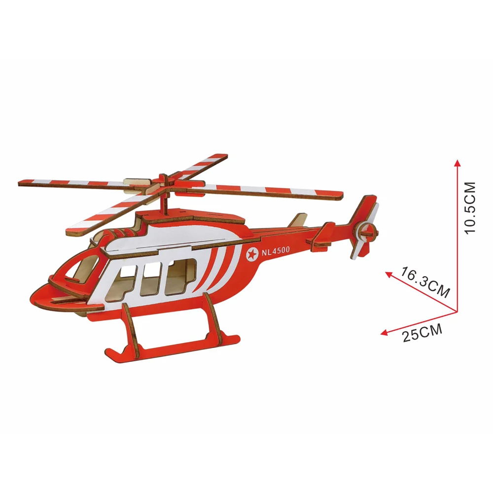 diy 3d wholesale Red Helicopter model 3D Online seller top-selling wooden puzzle for adults and teenagers
