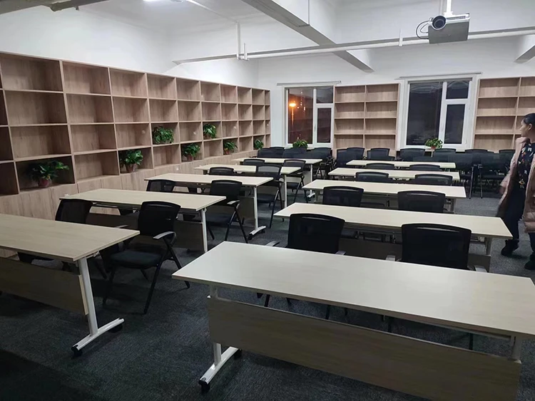 Laminated top moveable folding seminar table conference room meeting negotiating table system