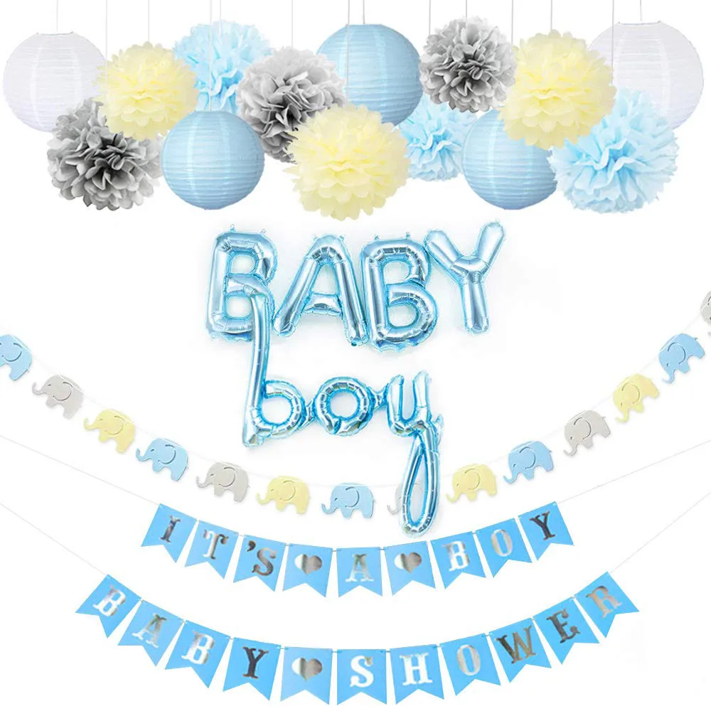Baby Shower Decorations for Boy with Its A Boy Banner Foil Blue Balloons Supplies Kit