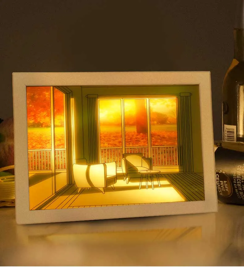 Nuoxin Manufacture New Creative 3 Color Change Light up Painting Acrylic Digital Photo Frame