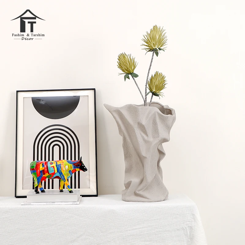 Modern abstract decorative vase pot art large white flower pots & planters ceramic flower vase