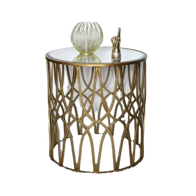 2022 Living Room Furniture Metal Iron Mirrored Coffee Tables Side Table End Table