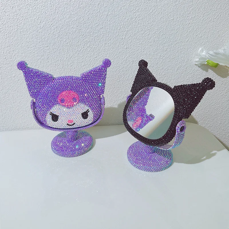 Souvenirs Gift Luxury Artist Cosmetic Crystal Diamond Dormitory Table Bling KT Makeup Mirror for Girls Gift