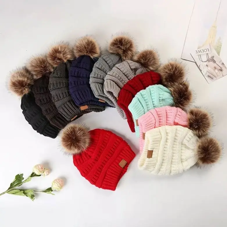 Fashion Adult Knitted Beanies Hat Winter Crochet Soft Pom Pom Ball Skullies Hats Casual Outdoor Ski Hats