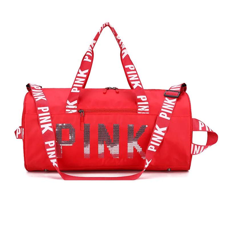 HZAILU custom luxury pink waterproof polyester women weekender Overnight gym Fitness duffle sport travel bag