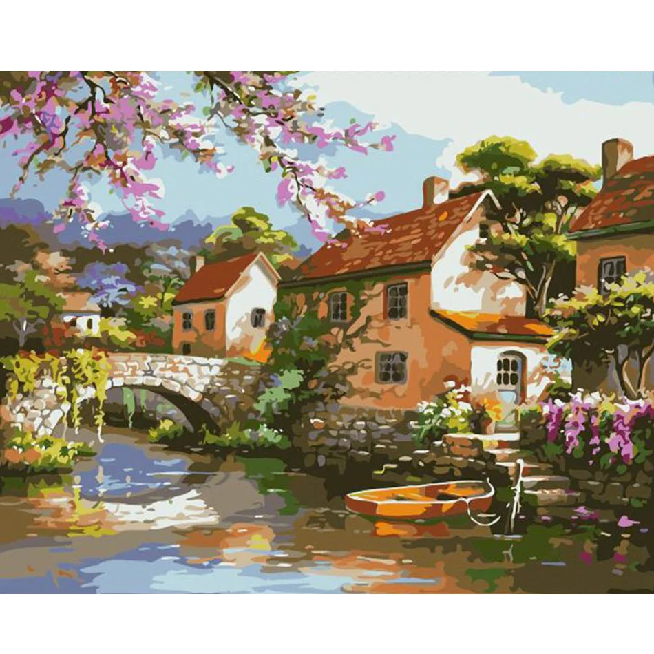 Painitng By Numbers Kits Countryside Landscape For Adults Kits Marker By Numbers For Home Decors Diy Gift 40x50cm/16x20inch