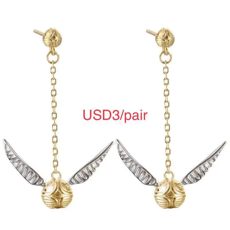 Christmas Gift Halloween Cosplay Jewelry  Golden Snitch Pin Earring
