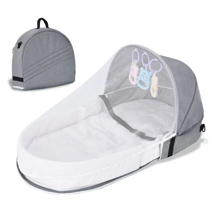 100% Cotton & Breathable Fiberfill,Portable Adjustable Newborn Lounger Crib, Baby Nest for Co-Sleeping,