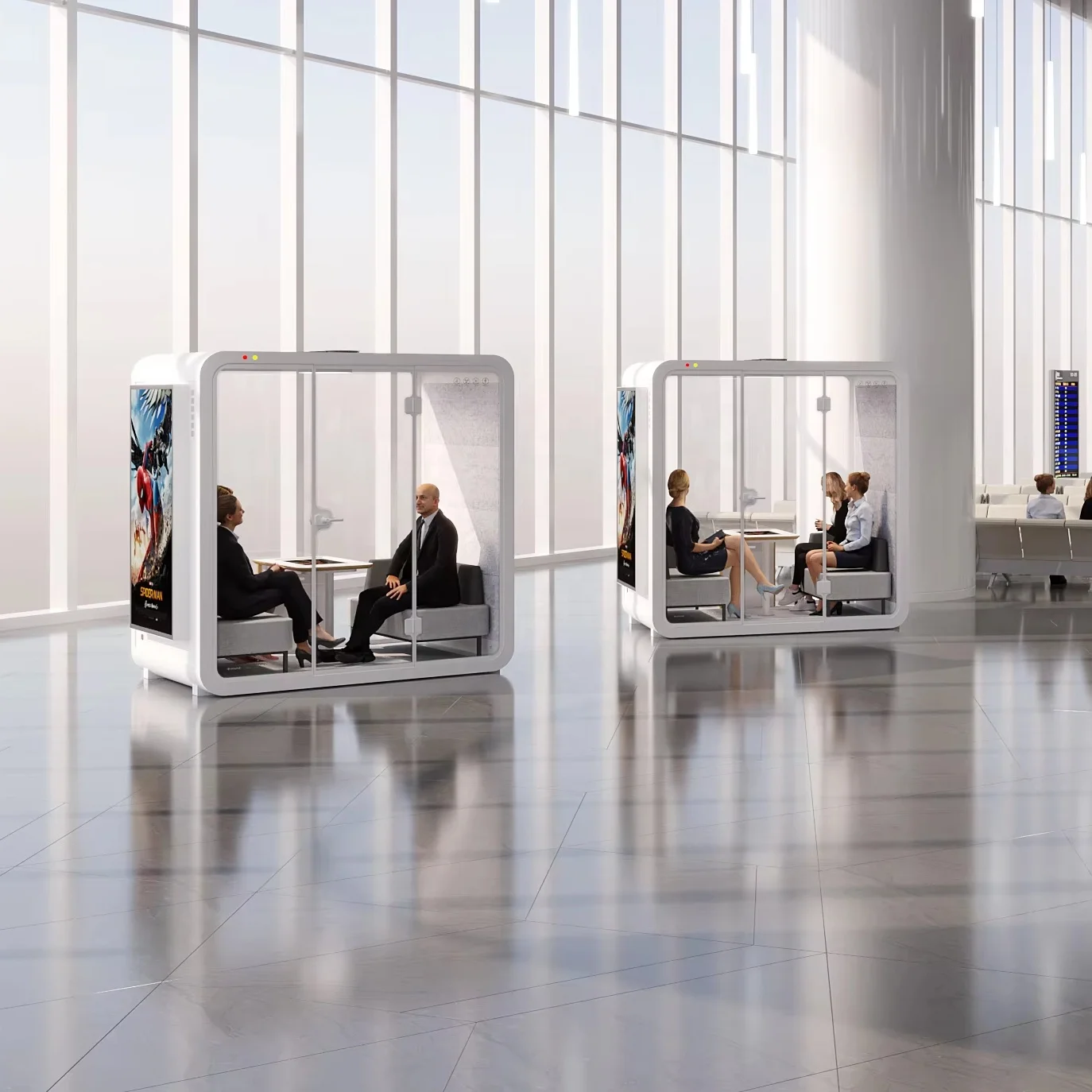 Soundbox hot selling cheap prefab soundproof pod public area 4 person soundproof booth meeting pod 1200x1200x2000