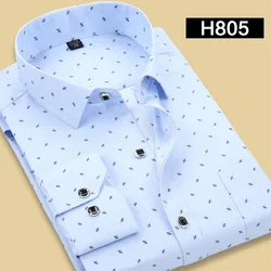 Классические Мужские приталенные модные рубашки с длинным рукавом и принтом для весны и осени