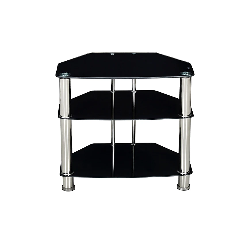 Customized new products tempered glass TV stand with shelves glass TV stand furniture tv table